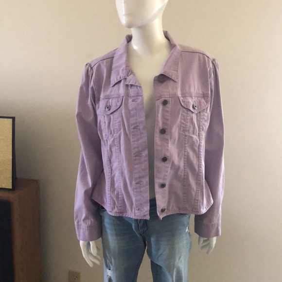 Christopher & Banks Women's Jean Jacket in Lilac and Lavendar - Picture 4 of 12